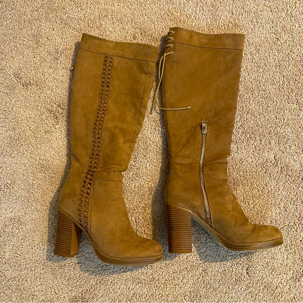Brown knee high boots